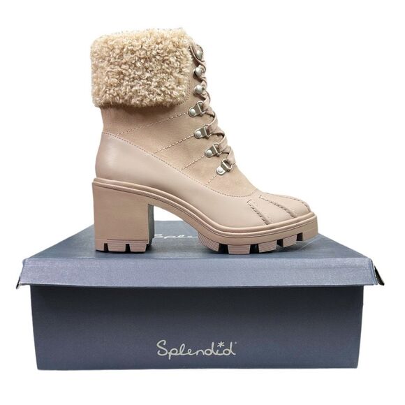 Splendid Mikayla Faux Fur-Lined & Trim Combat Boots - Size 7 - Picture 8 of 13